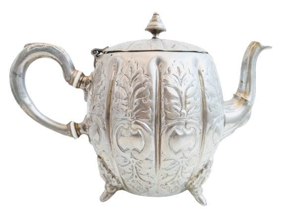Vintage French Silver Metal Ornate Tea Pot Teapot Ornament Serving Display Traditional Ornate Design c1940-50’s