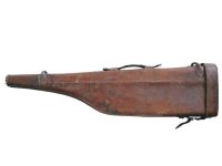 Vintage French Leather Leg Of Mutton Shotgun Gun Hard Case Carrier circa 1940-1950's