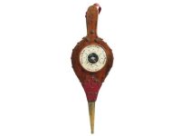 Vintage French Bellows Shaped Metal Leather Wood Barometer Barometre Weather Forecasting Instrument Hanging Wall c1970-80’s Vintage French Bellows Shaped Metal Leather Wood Barometer Barometre Weather Forecasting Instrument Hanging Wall c1970-80's