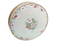 Vintage French Wood Fibre Hand Painted Flowers Storage Box With Lid Candy Bon Bon Crafts Catch-All Sewing circa 1960-70's