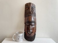 Alternative view of Vintage African Medium Wooden Bust Mask Wall Decor Intricate Carved Statue Carving Sculpture Wood Tribal Art c1980-90's