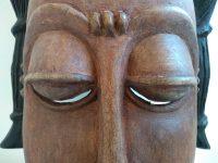 Alternative view of Vintage African Wooden Mask Hanging Wall Hanging Decor Carved Statue Carving Sculpture Wood Tribal Art Design c1970-80's