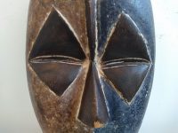 Alternative view of Vintage African Wooden Mask Hanging Wall Hanging Decor Carved Statue Carving Sculpture Wood Tribal Art Design c1980-90's