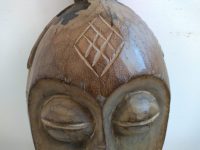 Alternative view of Vintage African Wooden Mask Hanging Wall Hanging Decor Carved Statue Carving Sculpture Wood Tribal Art Design c1980-90's