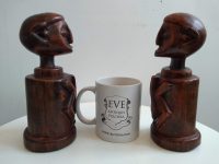 Alternative view of Vintage Indonesian South Pacific Oceania Twins Figurines Decorative Wooden Decor Carving Sculpture c1980-90's
