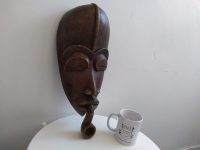 Alternative view of Vintage African Wooden Mask Hanging Wall Hanging Decor Carved Statue Carving Sculpture Wood Tribal Art Design c1970-80's