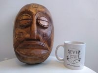 Alternative view of Vintage African Wooden Mask Hanging Wall Hanging Decor Carved Statue Carving Sculpture Wood Tribal Art Design c1980-90's