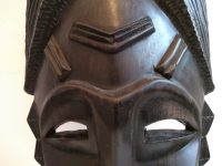 Alternative view of Vintage African Wooden Mask Hanging Wall Hanging Decor Carved Statue Carving Sculpture Wood Tribal Art Design c1980-90's