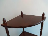 Alternative view of Vintage French Wood Wooden Dark Brown Natural Wood Corner Shelf Shelving Wall Stand Display Plinth Prop circa 1970-1980's