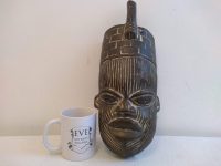 Alternative view of Vintage African Wooden Mask Hanging Wall Hanging Decor Carved Statue Carving Sculpture Wood Tribal Art c1990's