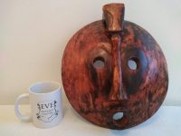Alternative view of Vintage African Wooden Mask Hanging Wall Hanging Decor Carved Statue Carving Sculpture Wood Tribal Art c1990's