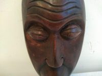 Alternative view of Vintage African Wooden Mask Hanging Wall Hanging Decor Carved Statue Carving Sculpture Wood Tribal Art c1970-80's