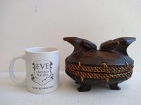 Alternative view of Vintage Indonesian Frog Carving Wooden Rattan Box Lidded Primitive Sculpture Carving Tribal Storage Container c1980-90's