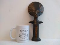 Alternative view of Vintage African Puppe de Ghana Woman Statue Figurine Primitive Carving Sculpture Wooden Tribal Art c1990's