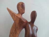 Alternative view of Vintage French Man Woman Wooden Statue Figurine Carving Sculpture Wood Decorative Ornament Display Prop c1970-80's