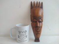 Alternative view of Vintage African Small Wooden Bust Mask Wall Decor Intricate Carved Statue Carving Sculpture Wood Tribal Art c1970-80's