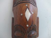 Alternative view of Vintage African Small Wooden Bust Mask Wall Decor Intricate Carved Statue Carving Sculpture Wood Tribal Art c1970-80's