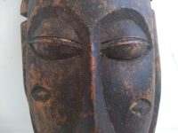 Alternative view of Vintage African Small Wooden Bust Mask Wall Decor Intricate Carved Statue Carving Sculpture Wood Tribal Art c1960-70's