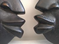 Alternative view of Vintage African Medium Wooden Bust Mask Wall Decor Intricate Carved Statue Carving Sculpture Wood Tribal Art c1970-80's