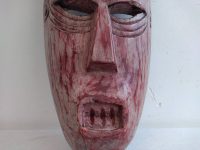 Alternative view of Vintage African Medium Wooden Bust Mask Wall Decor Intricate Carved Statue Carving Sculpture Wood Tribal Art c1980-90's