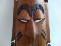 Alternative view of Vintage African Small Wooden Bust Mask Wall Decor Intricate Carved Statue Carving Sculpture Wood Tribal Art c1970-80's