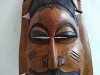 Alternative view of Vintage African Medium Wooden Bust Mask Wall Decor Intricate Carved Statue Carving Sculpture Wood Tribal Art c1980-90's