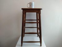 Alternative view of Vintage French Tall Height Wooden Stool Or Stand Dark Brown Wood Flower Pot Plant Ornament Double Display Rest c1950-60's