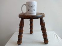 Alternative view of Vintage French Wooden Brown Natural Wood Small Milking Stool Chair Stand Display Rest Plinth Seating Prop circa 1960-1970's