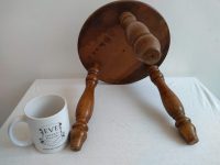 Alternative view of Vintage French Wooden Brown Natural Wood Small Milking Stool Chair Stand Display Rest Plinth Seating Prop circa 1960-1970's