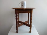 Alternative view of Vintage French Wooden Brown Natural Varnished Wood Small Octagonal Side Table Stand Display Rest Plinth Prop c1960-70's