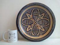 Alternative view of Vintage Moroccan Large Blue And White Serving Dish Plate Platter Wall Hanging Ornament Decor Design Terracotta c1950-60's