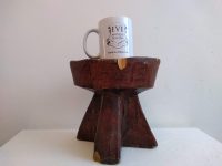 Alternative view of Vintage African Arabian Bedouin Desert Wooden Wood Small Milking Stool Chair Stand Display Foot Rest Plinth Seating c1970's