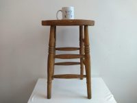 Alternative view of Vintage French Worn Wooden Brown Wood Medium Stool Chair Stand Display Rest Plinth Seating Plant Prop circa 1950-1960's