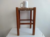Alternative view of Vintage French Wooden Brown Natural Wood Woven String Stool Chair Stand Display Rest Plinth Seating Prop circa 1960-1970's