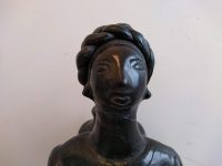 Alternative view of Vintage South American Lady Woman Female With Pot Black Purple Terracotta Decor Ornament Large Display Piece c1960-70's