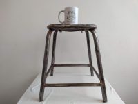 Alternative view of Vintage French Grey Metal Wood Industrial Style Stool Flower Pot Ornament Stand Display Rest Plinth Prop c1960-70's