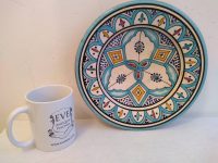 Alternative view of Vintage Moroccan Light Blue White Serving Bowl Dish Plate Wall Hanging Ornament Decor Design Terracotta c1960-70's