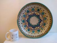 Alternative view of Vintage Moroccan Green White Extra Large Serving Bowl Dish Plate Wall Hanging Ornament Decor Design Terracotta c1950-60's
