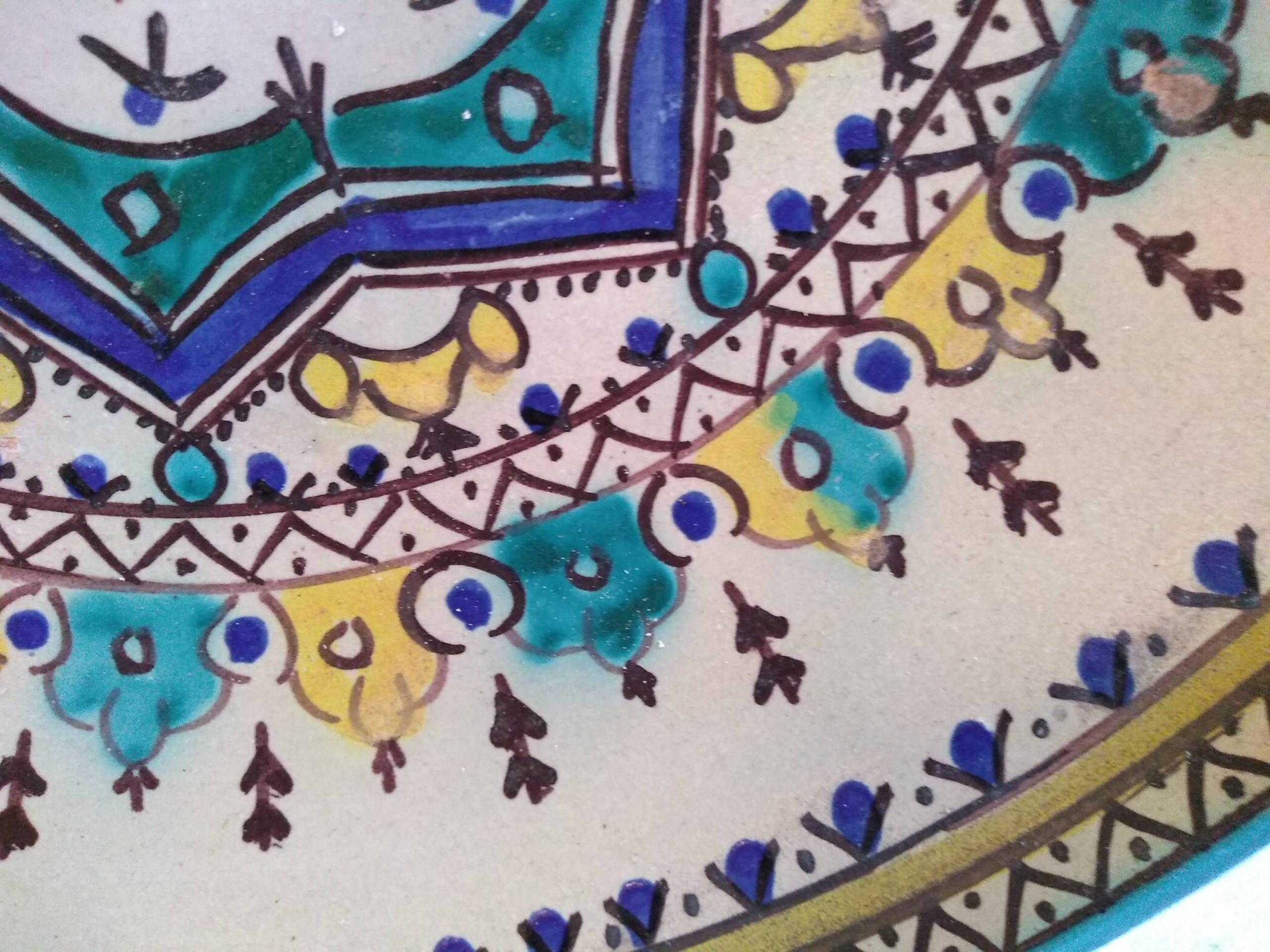 Vintage Moroccan Green White Extra Large Serving Bowl Dish Plate Wall Hanging Ornament Decor Design Terracotta c1950-60’s 3 Vintage Moroccan Green White Extra Large Serving Bowl Dish Plate Wall Hanging Ornament Decor Design Terracotta c1950-60's - Image 3