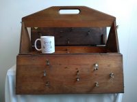 Alternative view of Vintage French Hand Made Wooden Wood Craft Tool Portable Carry Carrying Case Box Carry Stand Display Toolbox circa 1940-50's