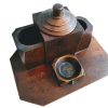 Antique French Desk Tidy Pen Pencil Lidded Pot Stand Rest Display Wooden Wood Organiser Display Mid-Century c1950-60's