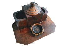 Antique French Desk Tidy Pen Pencil Lidded Pot Stand Rest Display Wooden Wood Organiser Display Mid-Century c1950-60's