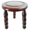 Vintage French Wooden Brown Wood Small Milking Stool Chair Stand Display Rest Plinth Seating Plant Prop circa 1970-1980's