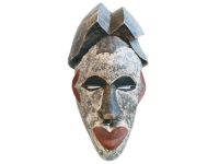 Vintage African Wooden Mask Hanging Wall Hanging Decor Carved Statue Carving Sculpture Wood Tribal Art Design c1980-90's