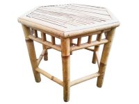 Vintage Thai Wooden Brown Wood Small Cane Table Plant Stand Display Rest Plinth Seating Prop circa 1980-1990's