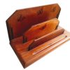Antique French Butterfly Decorated Desk Tidy Document Letter Stand Rest Display Wooden Wood Organiser Display c1960-70's