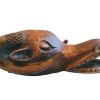 Vintage African Wooden Wood Buffalo Head Headdress Statue Figurine Primitive Sculpture Carving Tribal Wall Art Decor c1990's