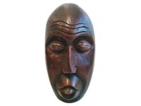 Vintage African Wooden Mask Hanging Wall Hanging Decor Carved Statue Carving Sculpture Wood Tribal Art c1970-80's