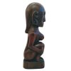 Vintage African Sitting Woman Statue Figurine Primitive Carving Sculpture Wooden Tribal Art c1960-70's