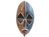 Vintage African Wooden Mask Hanging Wall Hanging Decor Carved Statue Carving Sculpture Wood Tribal Art Design c1980-90's